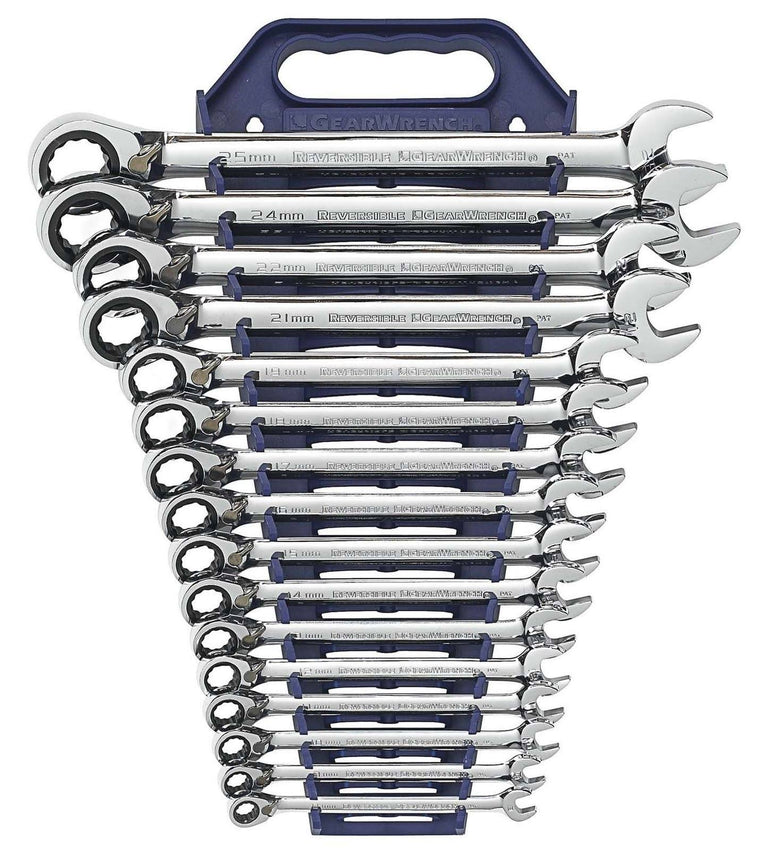 GearWrench 9602 16-Piece Reversible Combination Ratcheting Wrench Set Metric
