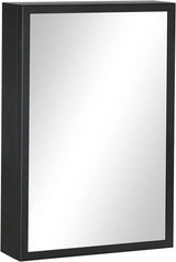 Wall-Mounted Medicine Cabinet with Mirror, Stainless Steel Bathroom Mirror Cabinet Wall Mounted with Storage Shelves for Living Room and Laundry Room, Black