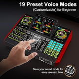 Podcast Microphone Bundle with Live Sound Card Audio Mixer, Podcast Equipment Bundle with 3.5mm Condenser Microphone for Pc/Phone Live Streaming Singing Gaming, Sound Board with Voice Changer, Denoise
